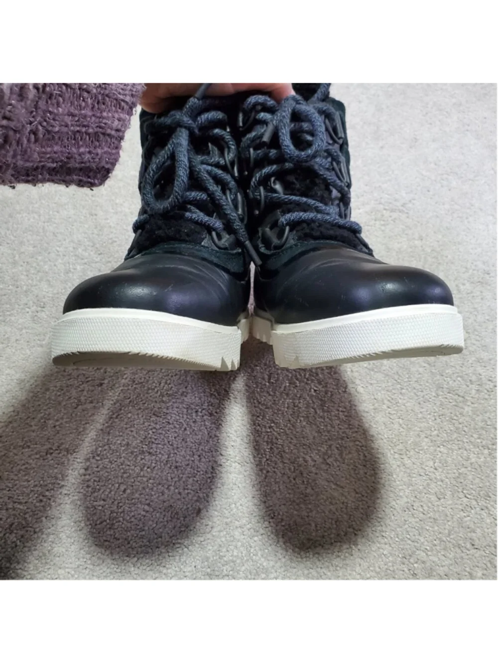 SOREL Joan Of Arctic Next Lite Shearling Snow Boots Black 8.5 Leather Winter